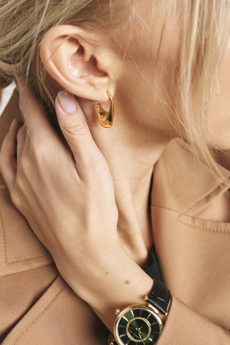 Iris Gold Stud Earrings - Image 2