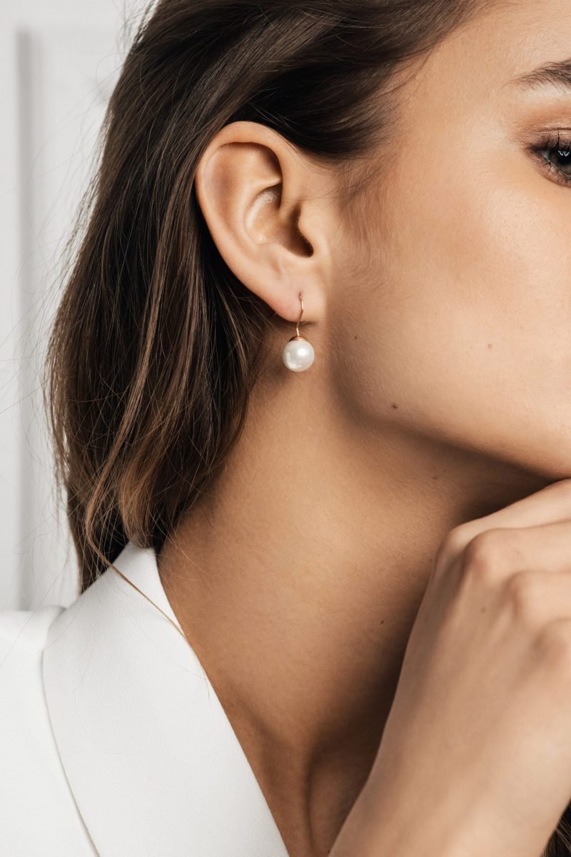 Daphne Pearl Rose Gold Hook Earrings - Image 2