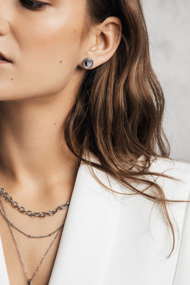 Claudia Silver Stud Earrings - Image 2