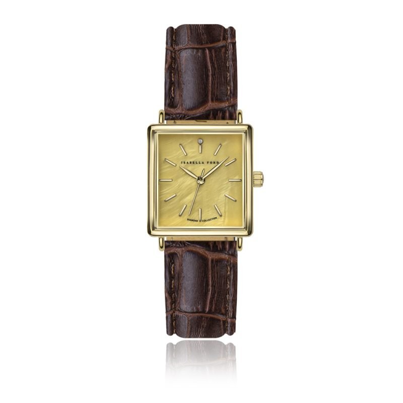 Gisèle  Brown croco Padded and stitched smooth