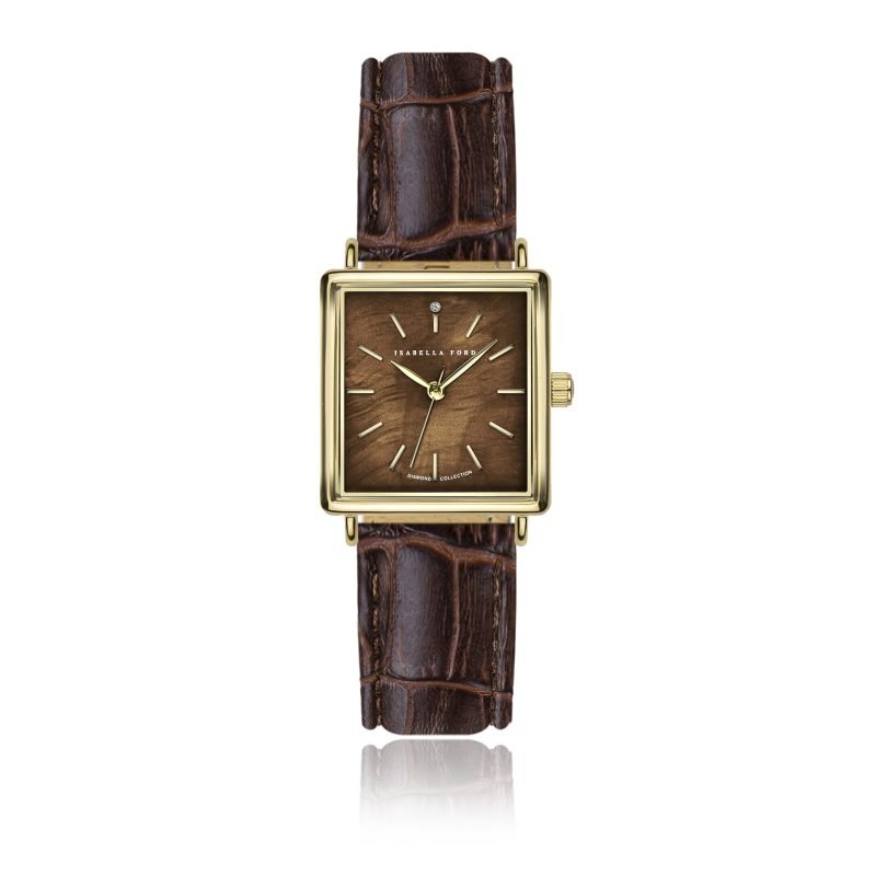 Marie Rose Brown croco Padded and stitched smooth