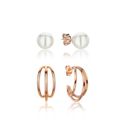 Diane Pearl Set in Rose gold