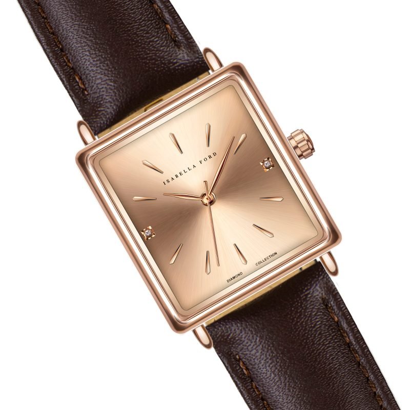 Florence Brown Leather  set in Rose gold - Image 4
