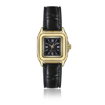 Royale Black Padded and stitched croco